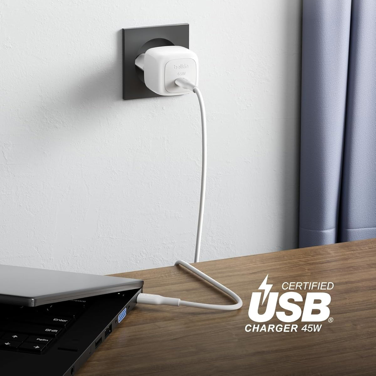 Ładowarka sieciowa Belkin Boost Charge Compact USB-C Wall Charger 45W, USB-C PD3.1, + kabel USB-C, biała