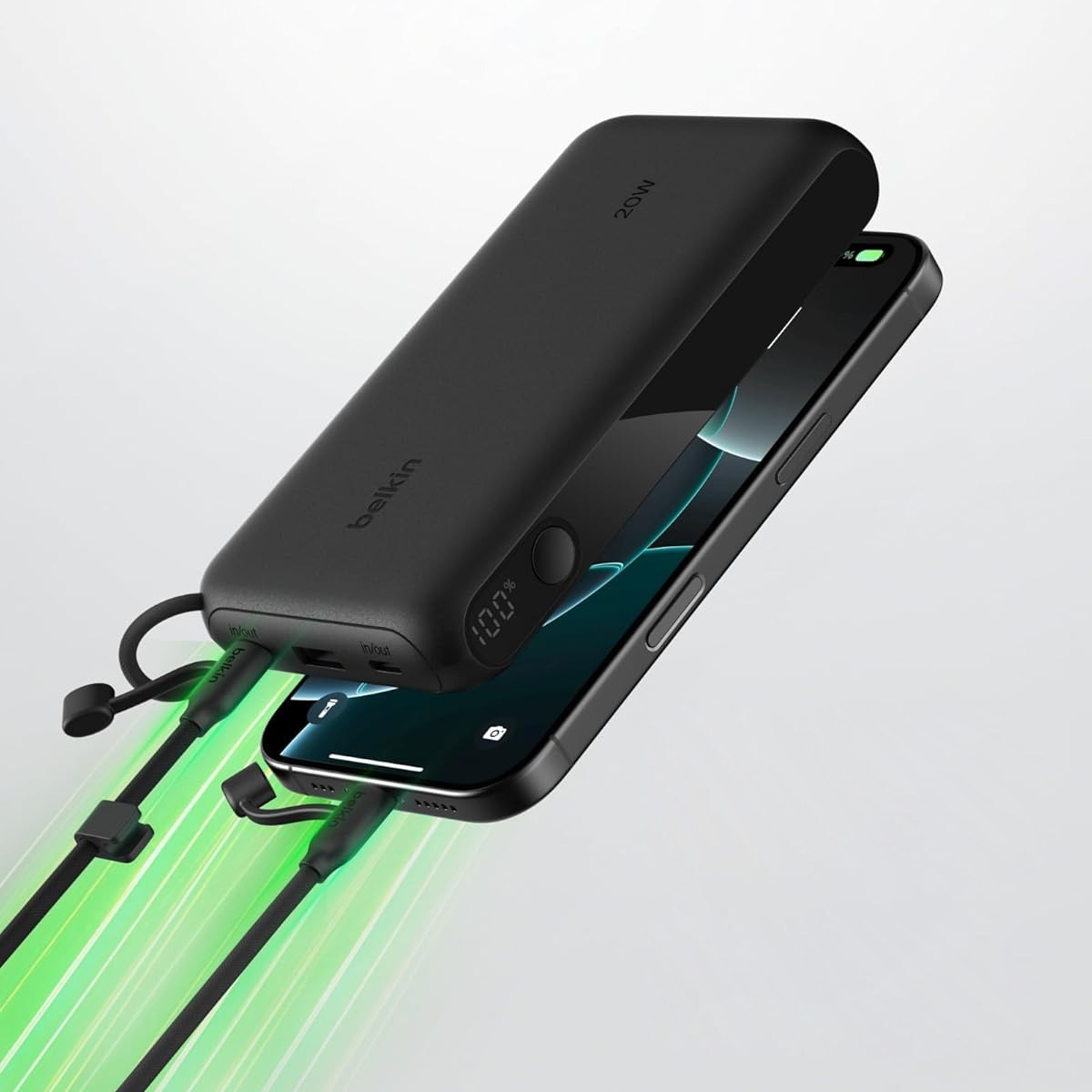 Oryginalna bateria Belkin BoostCharge Power Bank 20K 20W with Display + USB-C Cable 20 000 mAh, czarna