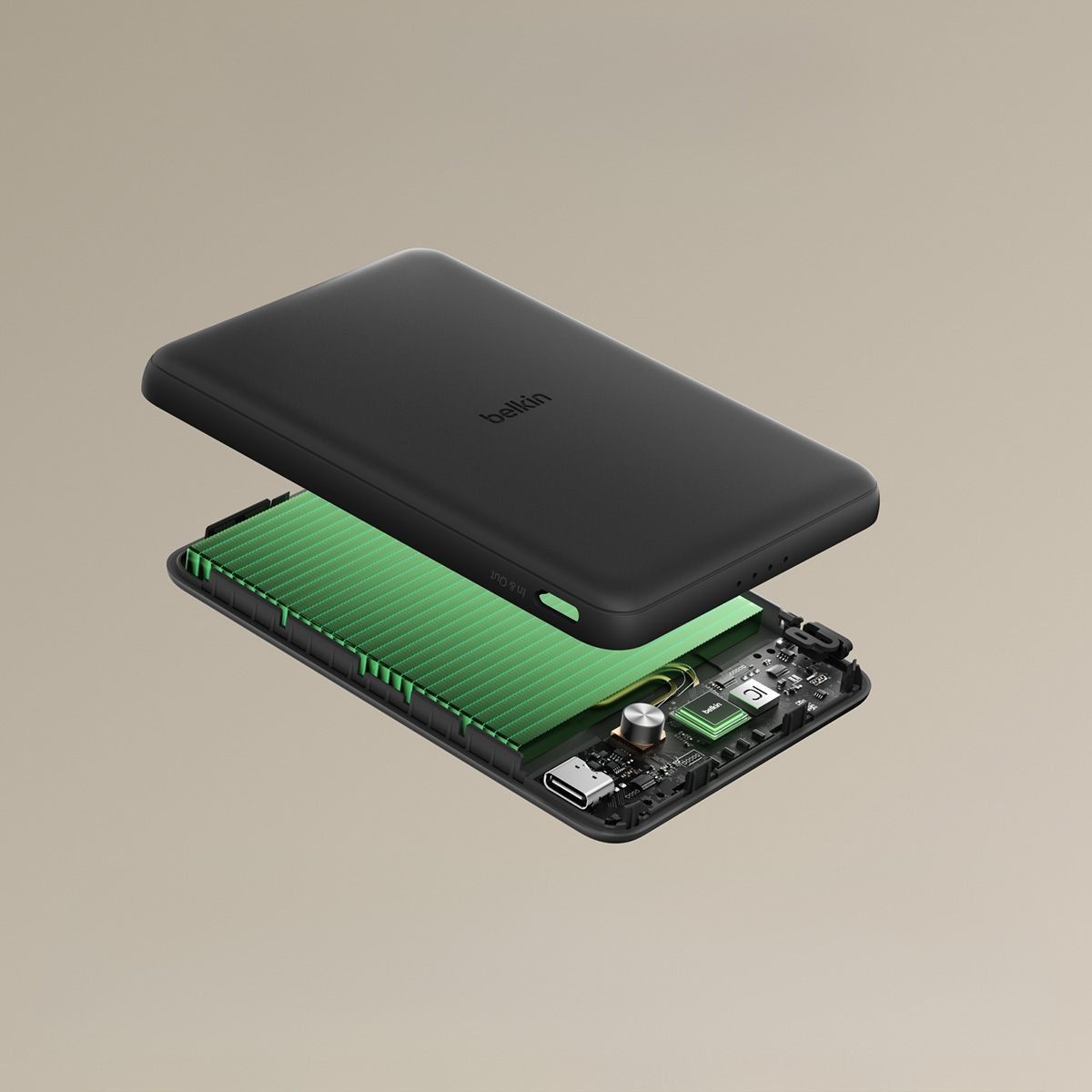 Oryginalna bateria Belkin Boost Charge Slim Magnetic Power Bank 5K 5000mAh Qi 7,5W dla serii iPhone z MagSafe, czarna