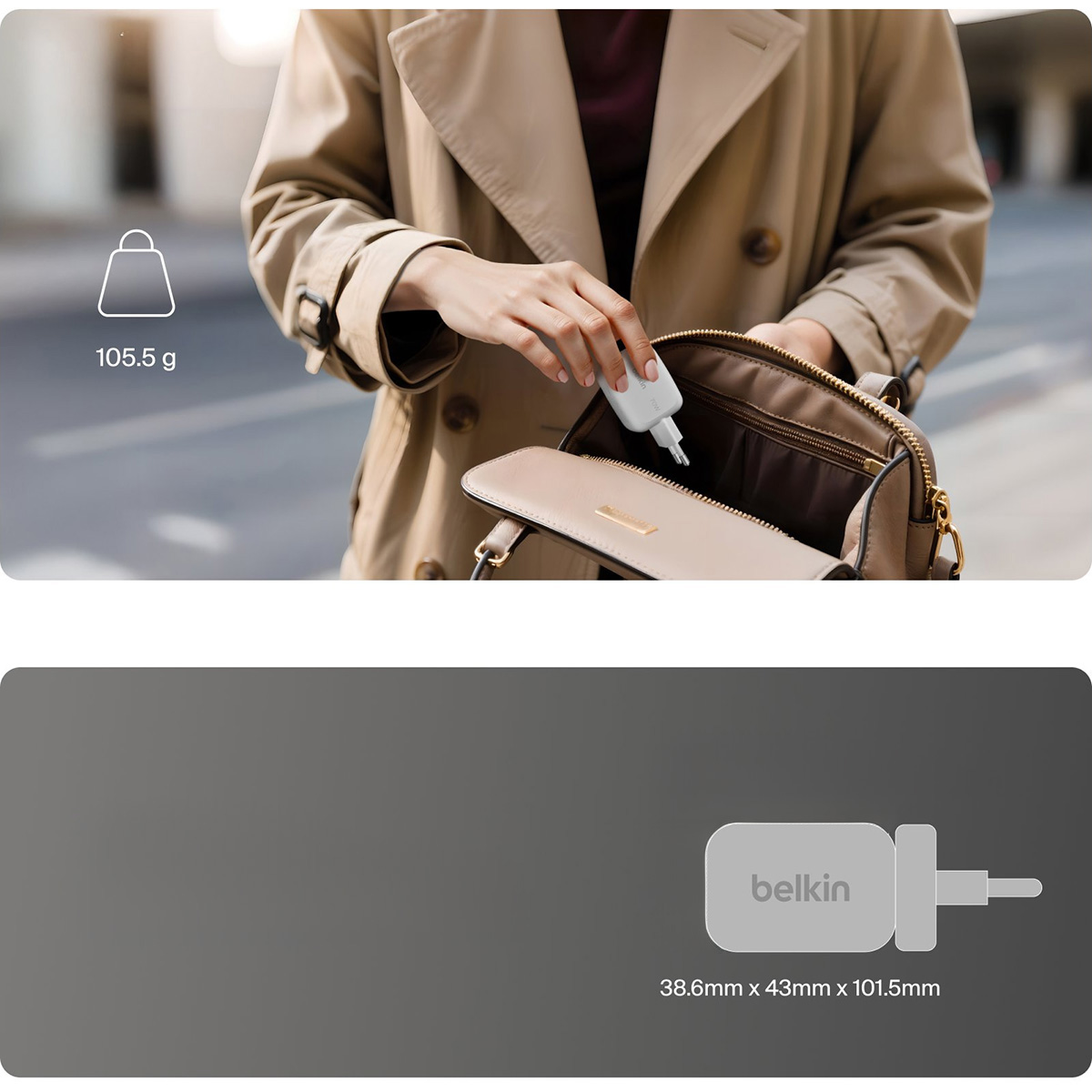 Ładowarka sieciowa Belkin Boost Charge Pro 3-Port GaN Wall Charger 70W, EU, UK, US, biała