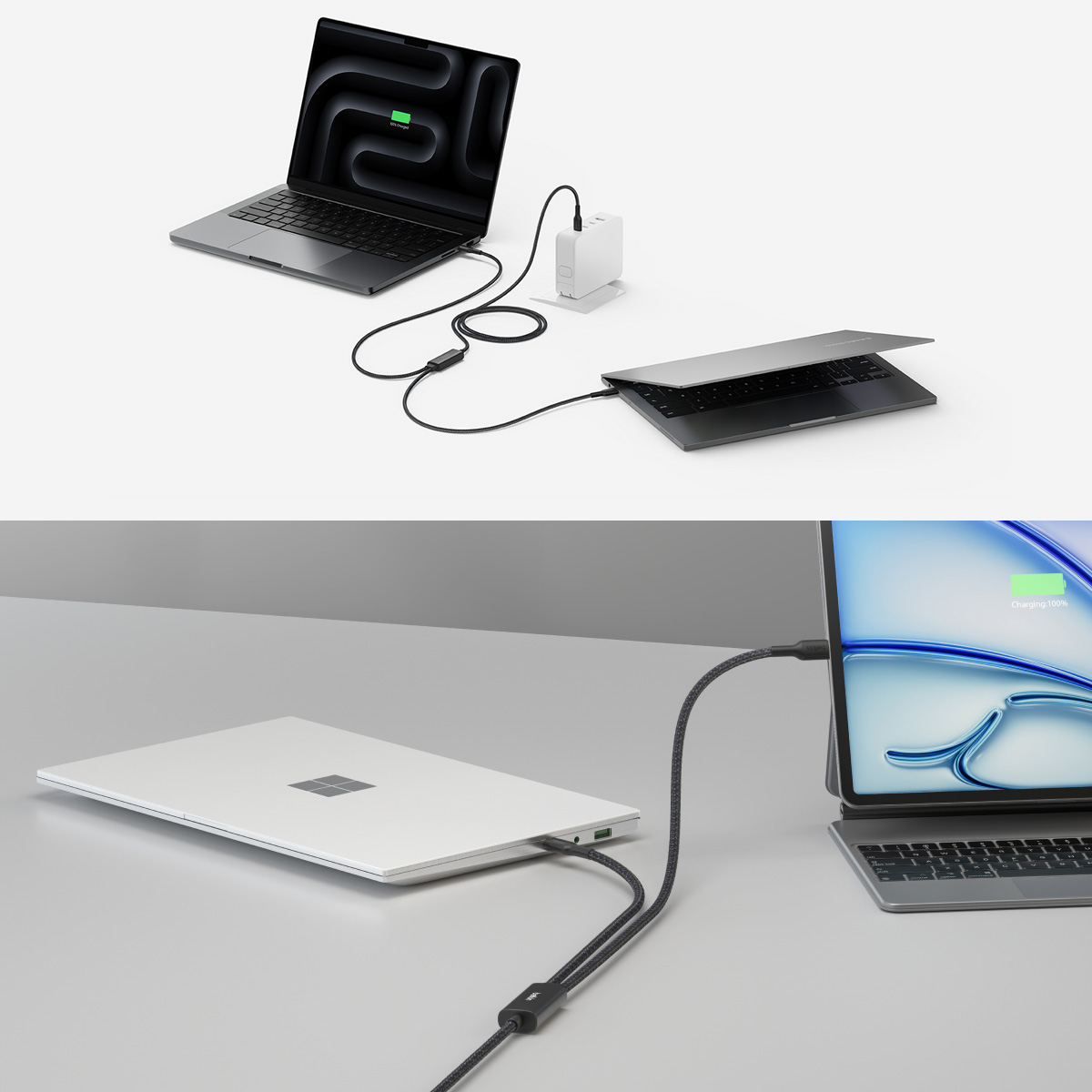 Kabel Belkin BoostCharge Pro Braided USB-C to Dual USB-C PD 140W z oplotem, 1,5m, czarny