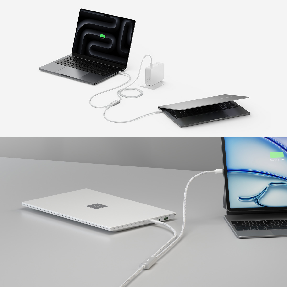 Kabel Belkin BoostCharge Pro Braided USB-C to Dual USB-C PD 140W z oplotem, 1,5m, biały