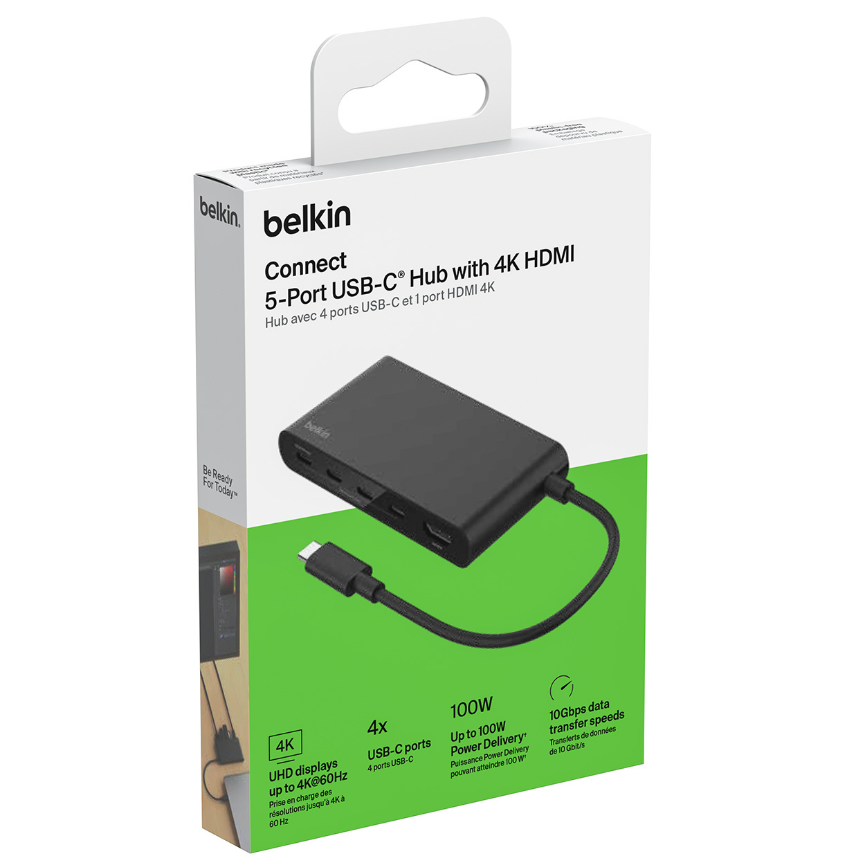 Stacja Belkin Connect 5-Port USB-C Hub with 4K HDMI Multiport Adapter dla laptopów z USB-C, czarna