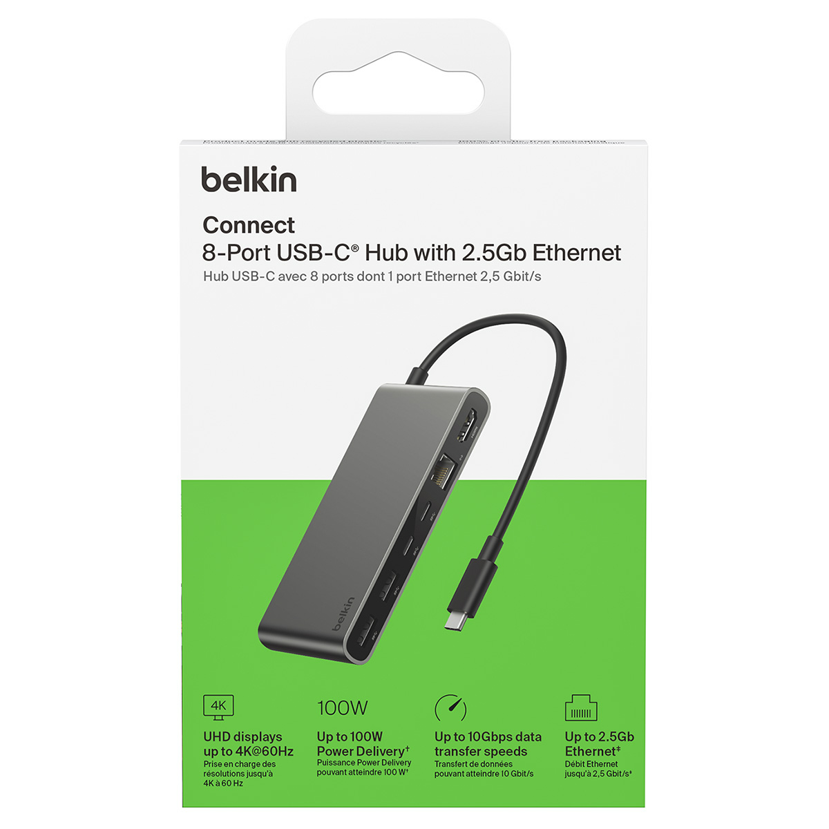 Stacja Belkin Connect 8-Port USB-C Hub with 2.5Gb Ethernet dla laptopów z USB-C, szara
