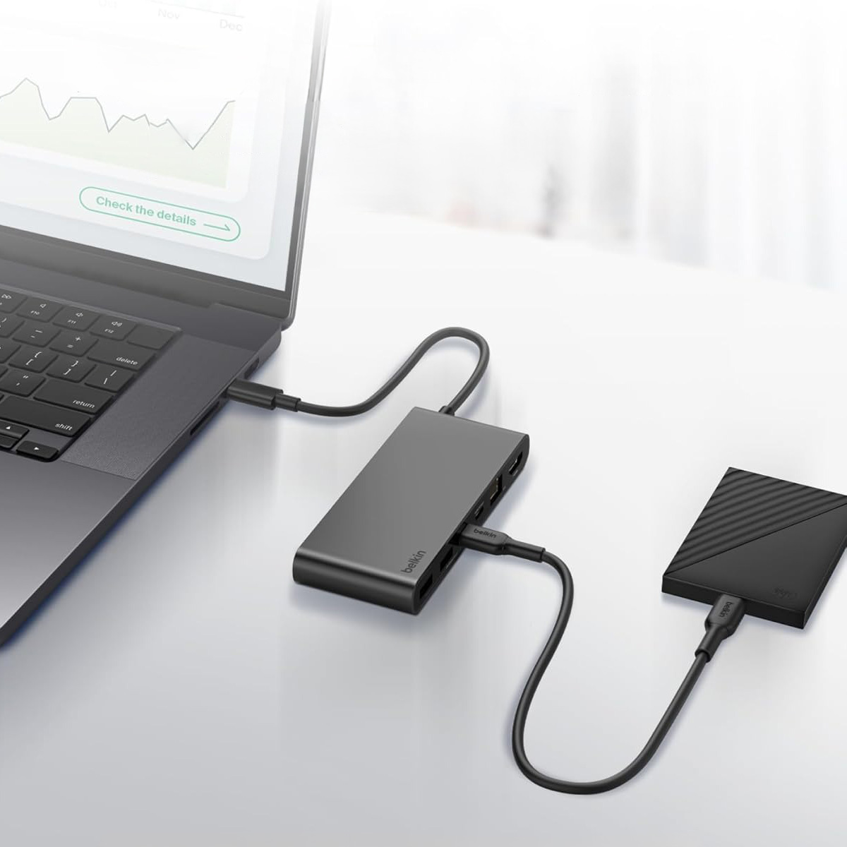 Stacja Belkin Connect 8-Port USB-C Hub with 2.5Gb Ethernet dla laptopów z USB-C, szara