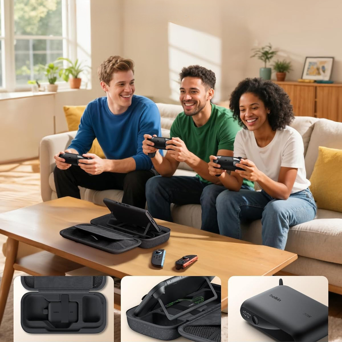 Etui Belkin Gaming Charging Case z powerbankiem 10K do Nintendo Switch 2 / 1 / Oled, szare