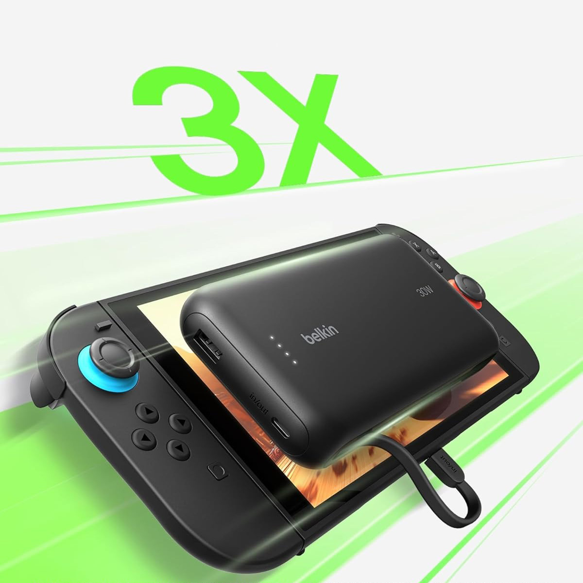 Oryginalna bateria Belkin Boost Gaming Power Bank + Integrated Cable USB-C PD 20K 20000mAh 30W, czarna