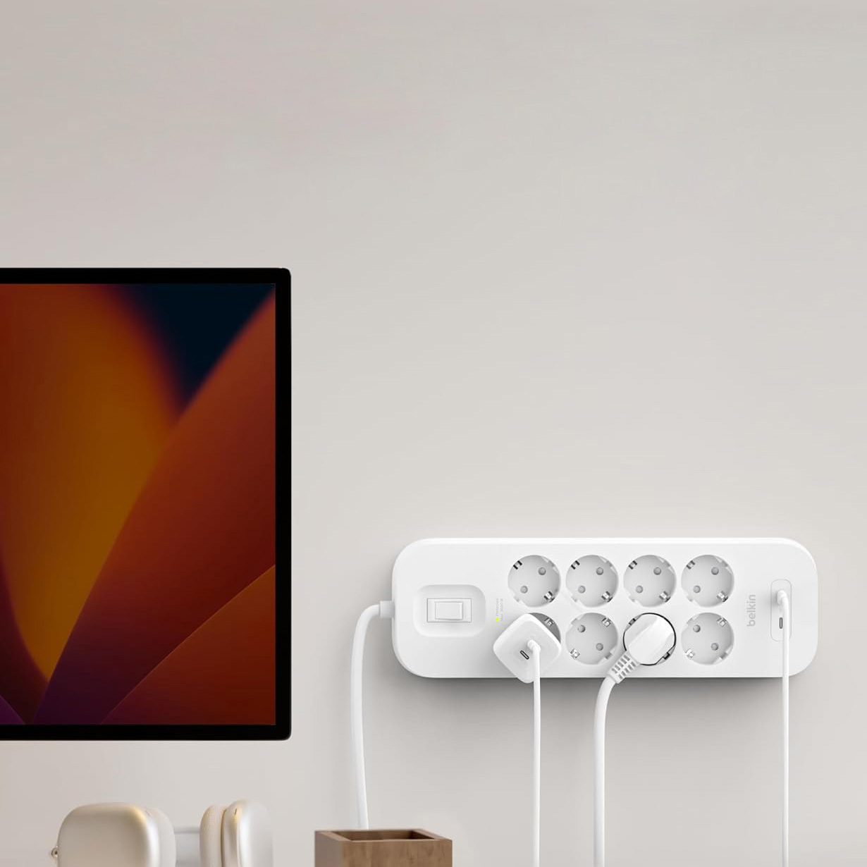 Listwa antyprzepięciowa Belkin Connect Surge Protection 2m, do 900J, 8x AC EU Schuko, 2x USB-C PD, biała