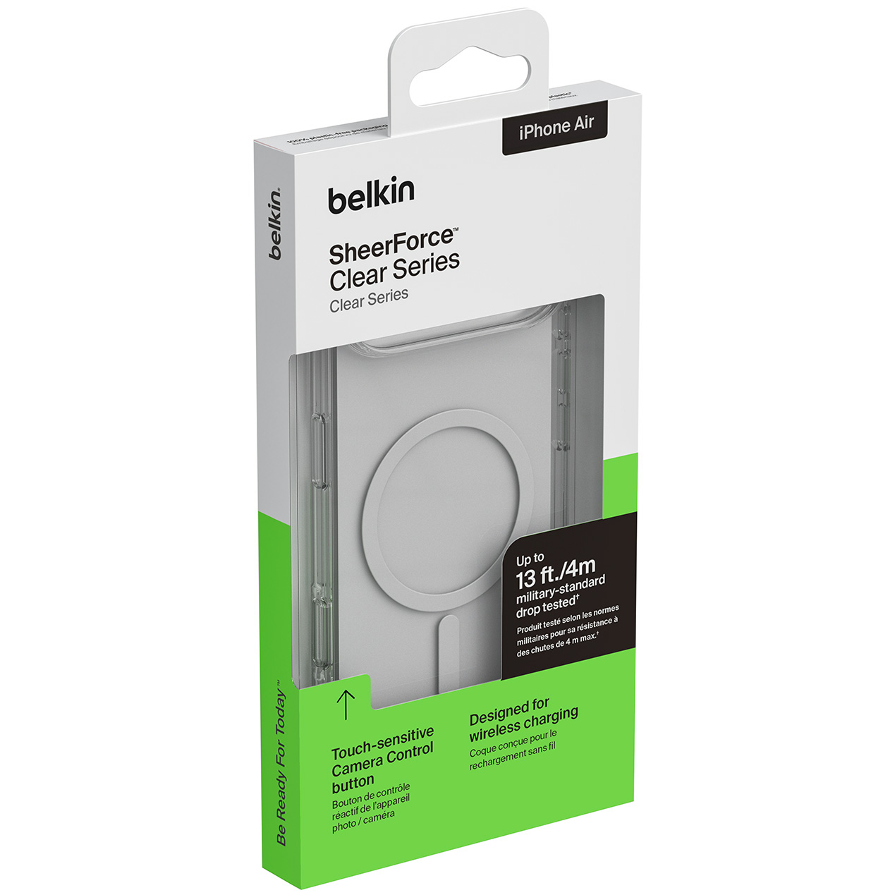 Etui Belkin SheerForce Clear Series do MagSafe do iPhone Air, przezroczysto-białe