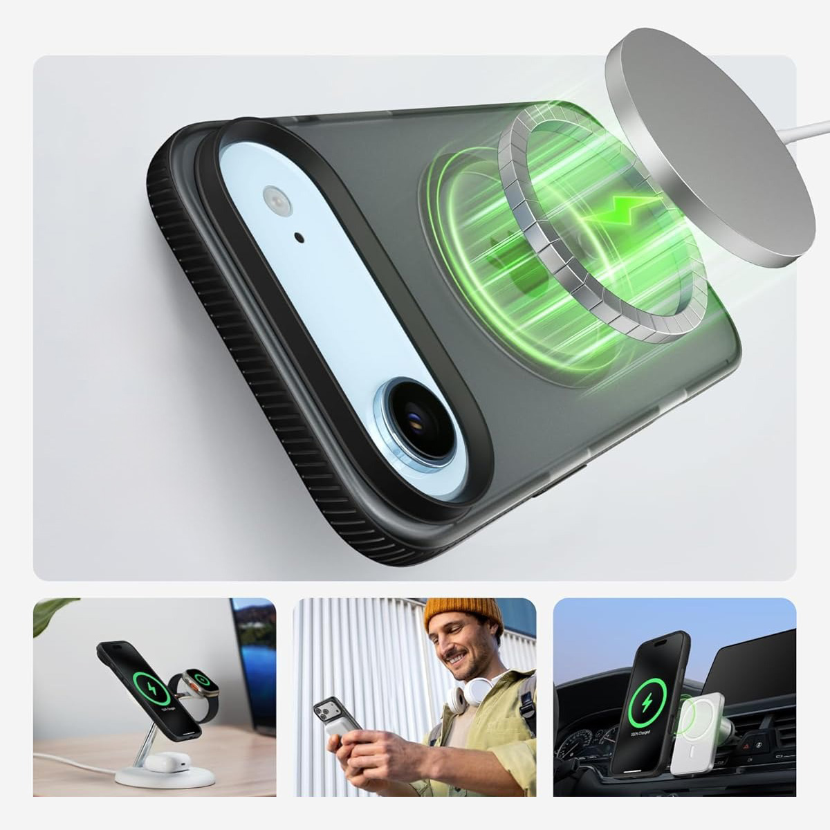 Etui Belkin SheerForce Grip Series do MagSafe do iPhone Air, czarne
