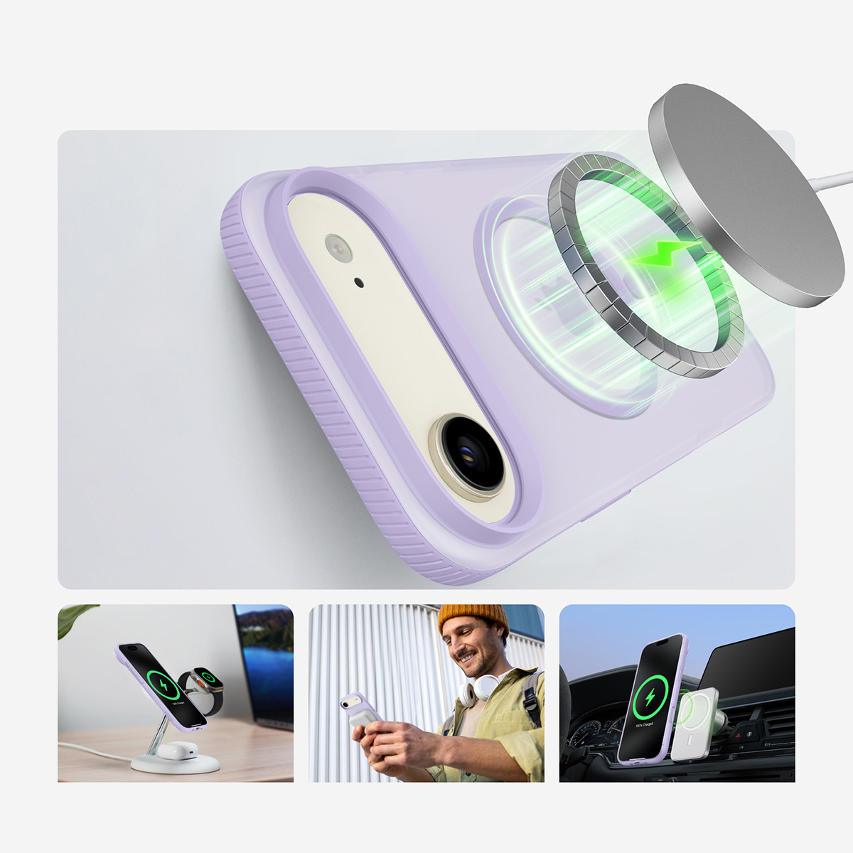 Etui Belkin SheerForce Grip Series do MagSafe do iPhone Air, fioletowe