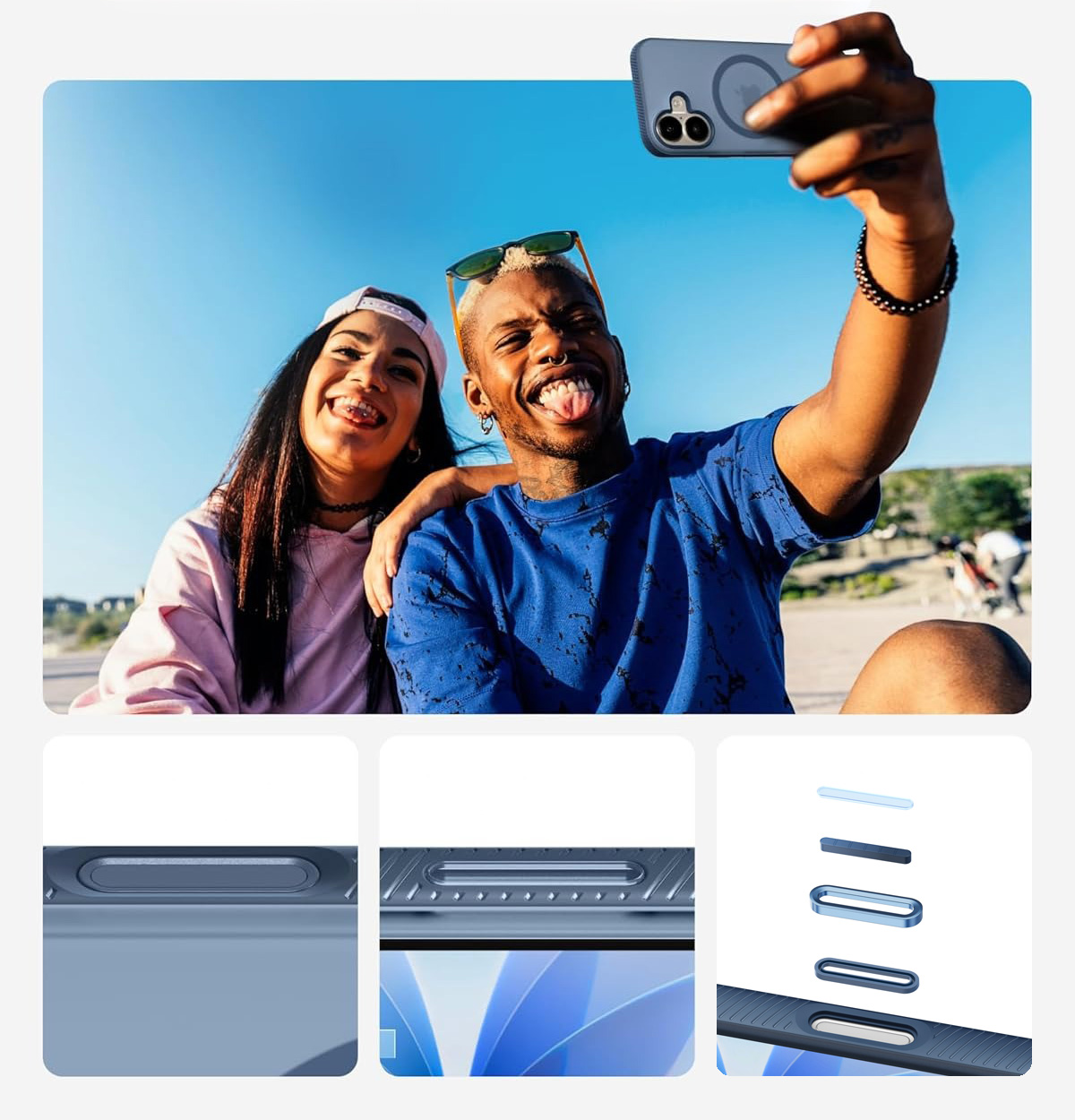 Etui Belkin SheerForce Grip Series do MagSafe do iPhone 17, niebieskie