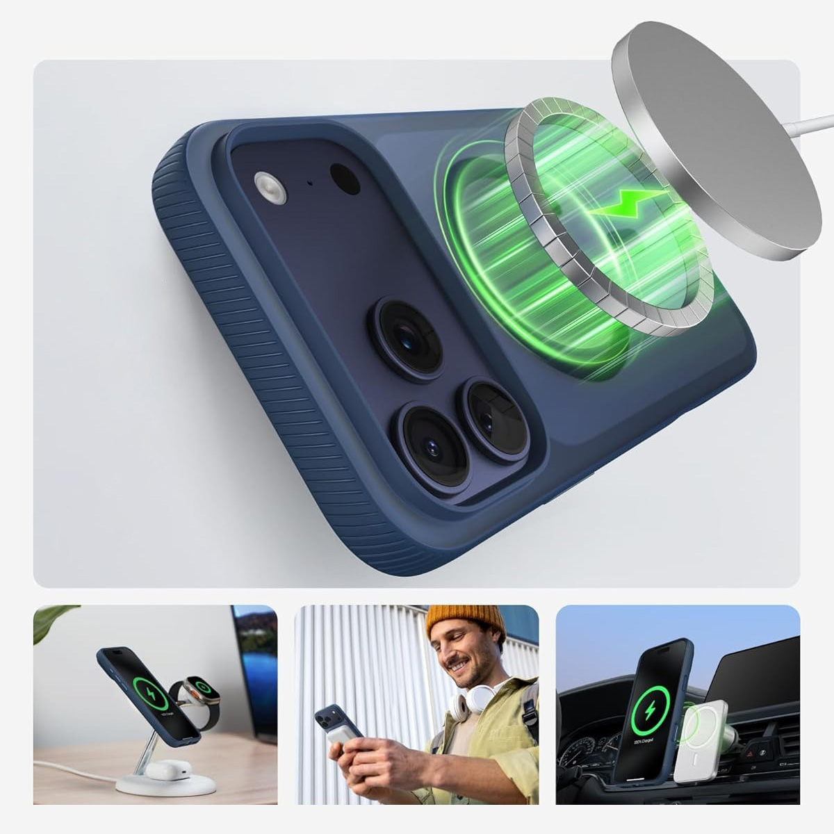 Etui Belkin SheerForce Grip Series do MagSafe do iPhone 17 Pro Max, granatowe