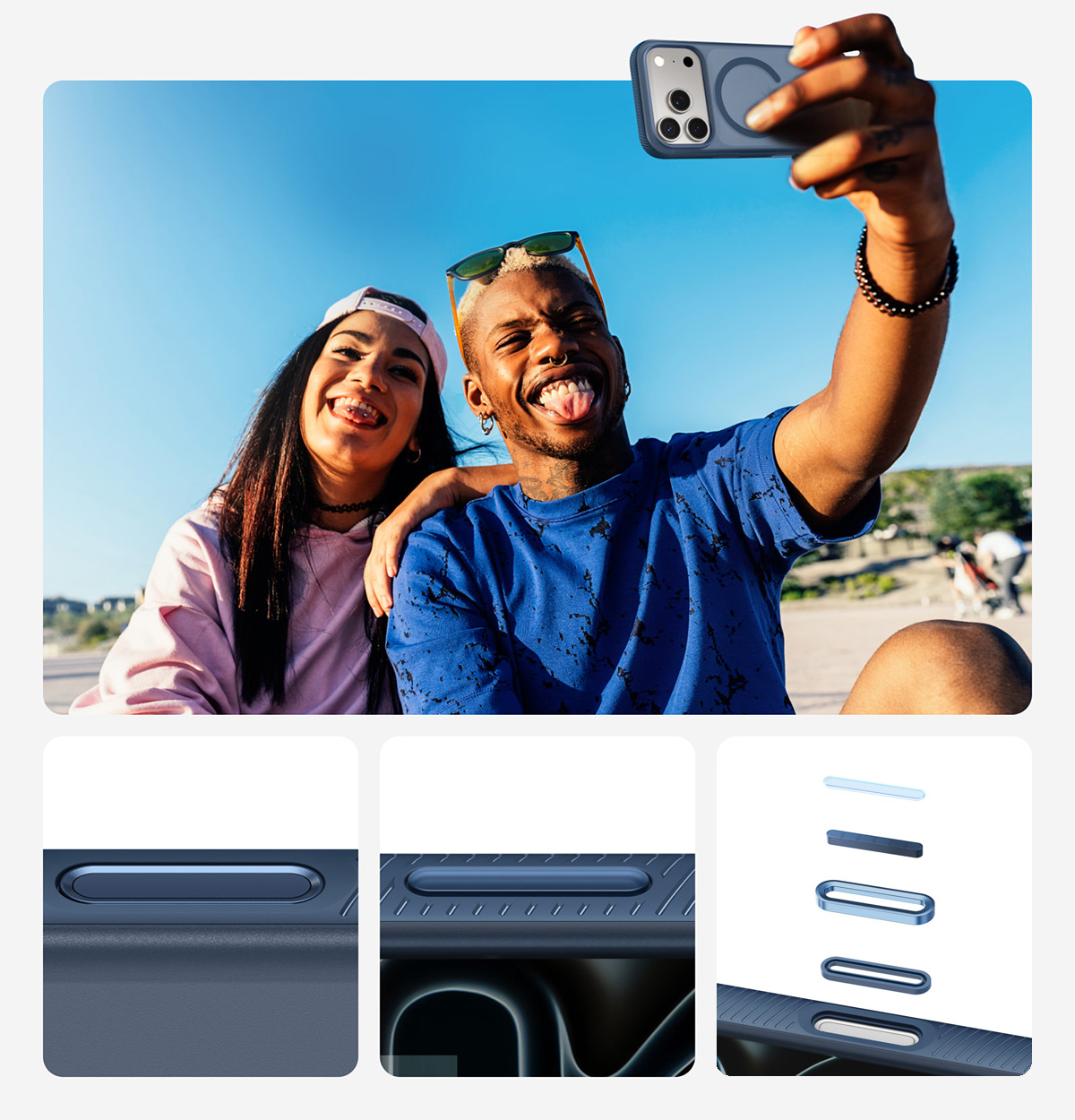 Etui Belkin SheerForce Grip Series do MagSafe do iPhone 17 Pro, niebieskie