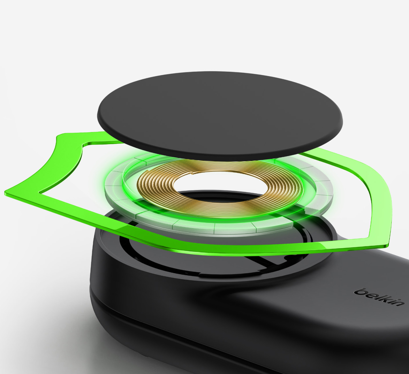Ładowarka bezprzewodowa, indukcyjna Belkin UltraCharge Magnetic Foldable Charger with MagSafe Qi2.2 25W (WIZ037) + ładowarka sieciowa PSU z kablem do MagSafe dla Apple Watch / AirPods / iPhone, czarna