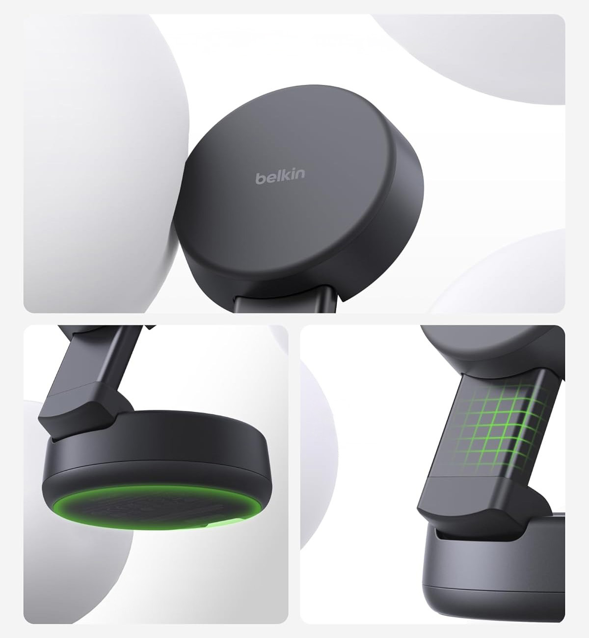 Ładowarka bezprzewodowa, indukcyjna Belkin UltraCharge Pro 2-in-1 Convertible Magnetic Charger Qi2 25W do MagSafe do Apple iPhone / Watch + ładowarka ścienna, szara