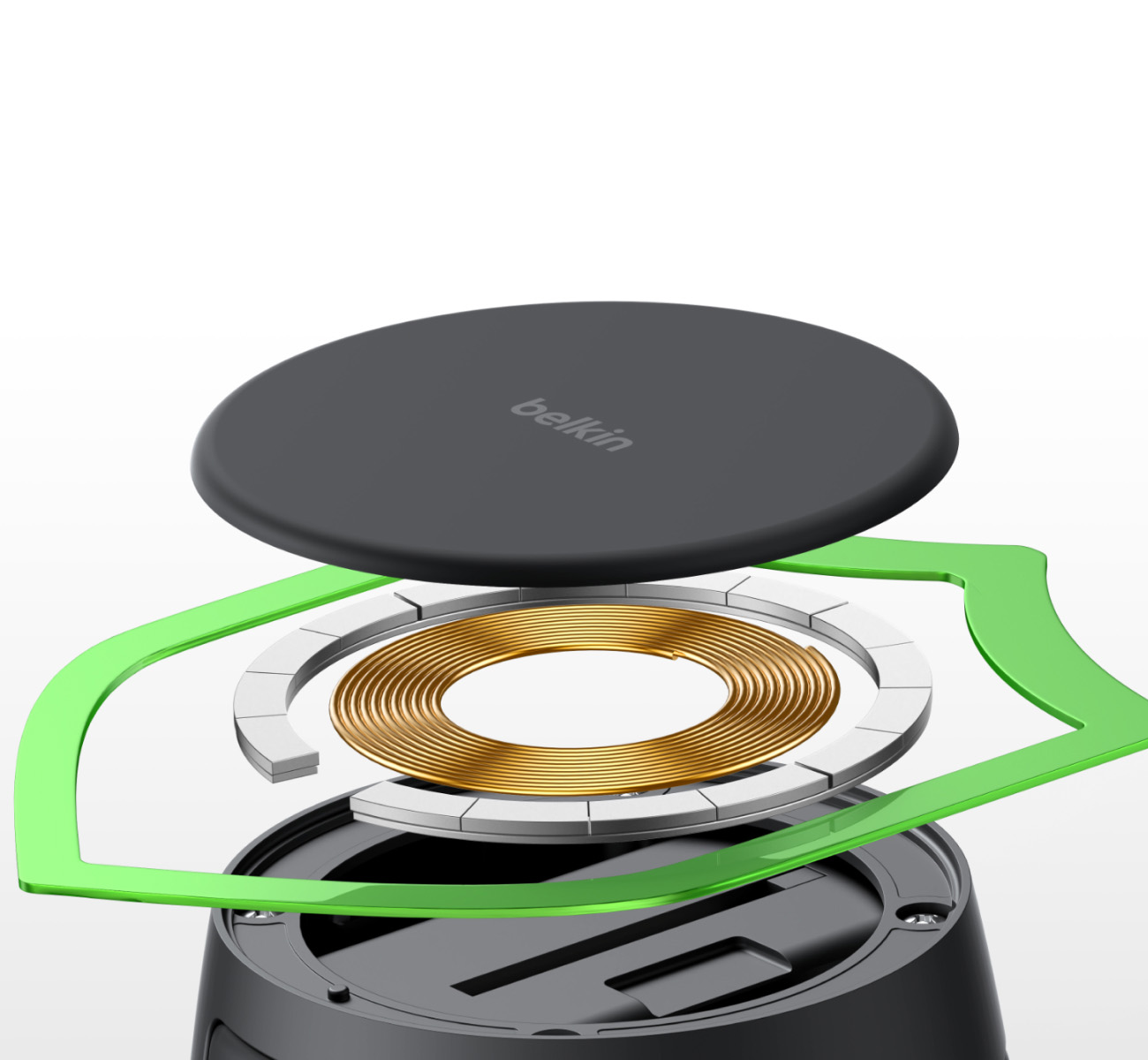 Ładowarka bezprzewodowa, indukcyjna Belkin UltraCharge Pro 2-in-1 Convertible Magnetic Charger Qi2 25W do MagSafe do Apple iPhone / Watch + ładowarka ścienna, szara