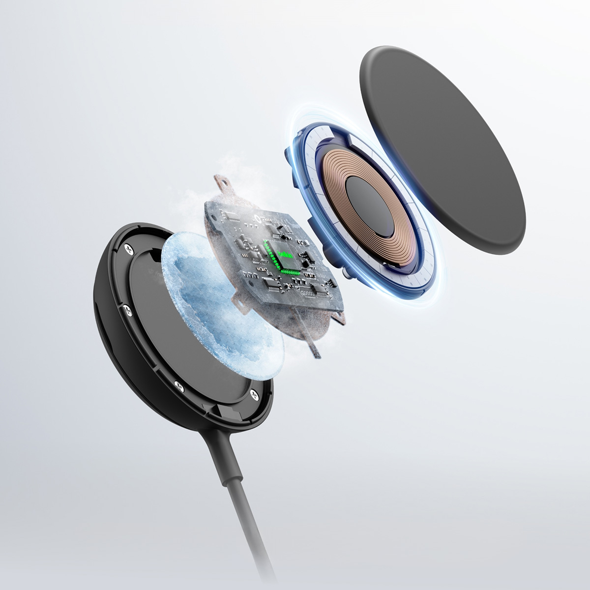 Ładowarka bezprzewodowa, indukcyjna Magnetic Wireless Charger Pad Round with MagSafe Qi2 25W dla iPhone z MagSafe + ładowarka sieciowa, czarna