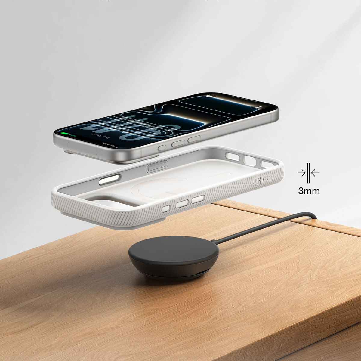 Ładowarka bezprzewodowa, indukcyjna Magnetic Wireless Charger Pad Round with MagSafe Qi2 25W dla iPhone z MagSafe + ładowarka sieciowa, czarna