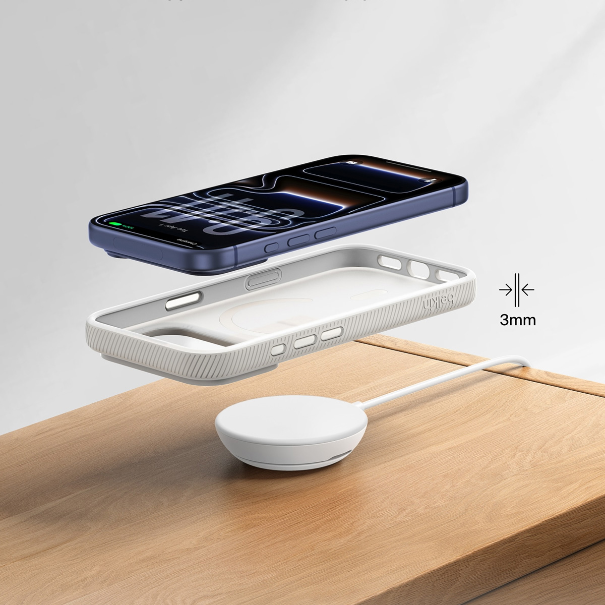 Ładowarka bezprzewodowa, indukcyjna Magnetic Wireless Charger Pad Round with MagSafe Qi2 25W dla iPhone z MagSafe + ładowarka sieciowa, biała