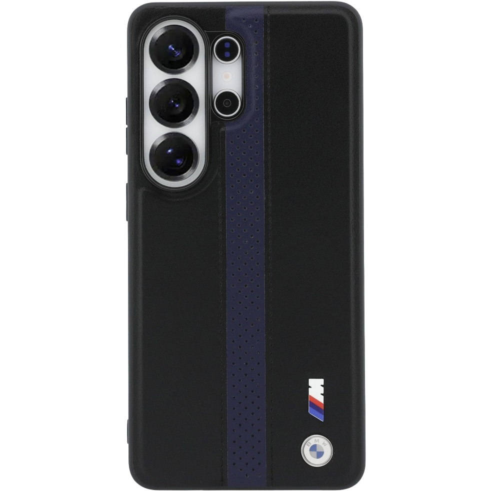BMW Hardcase Leather MagSafe, designerskie etui, sportowy akcent, elegancki, czarne z granatowym paskiem