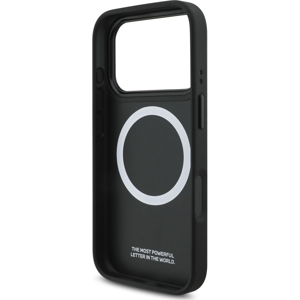 Etui BMW M Carbon Line & Logo do MagSafe do iPhone 17 Pro, czarne z czerwoną linią. Łatwy montaż, funkcjonalność, ergonomia