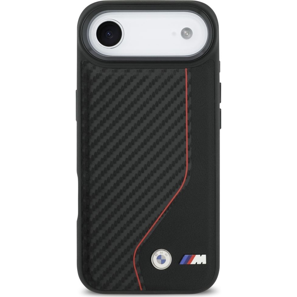 Etui BMW M Carbon Line & Logo do MagSafe do iPhone Air, czarne z czerwoną linią. Szybkie ładowanie, wygoda użytkowania, kompatybilne z technologią MagSafe