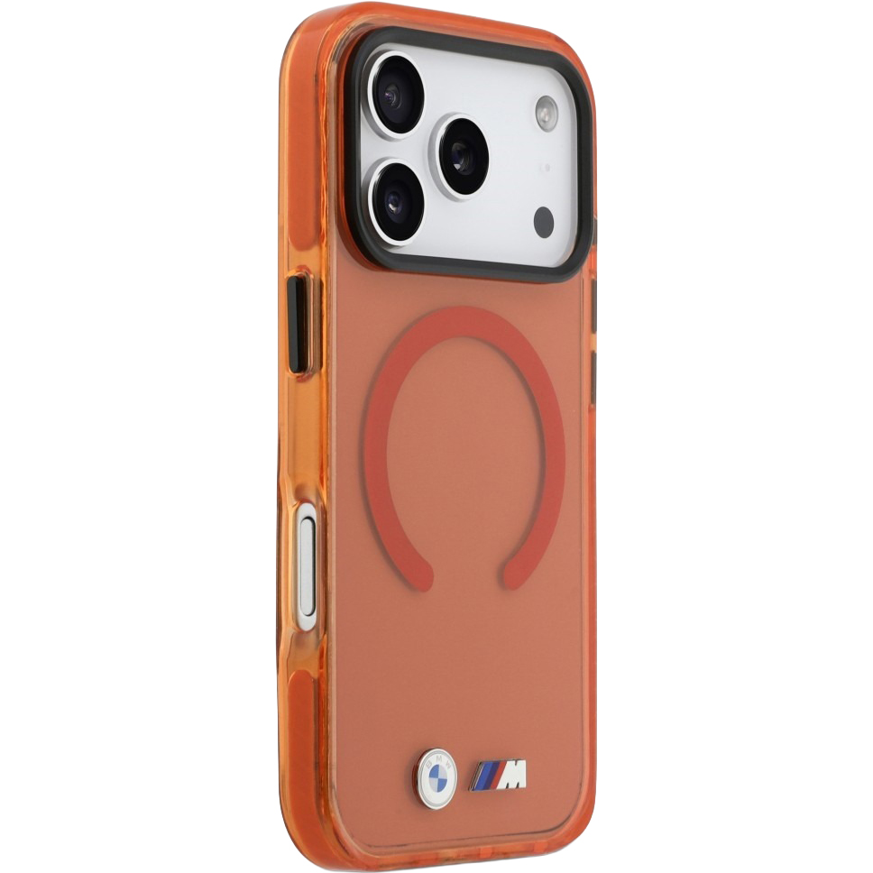 BMW IML Print Shockproof MagSafe, stylowy design MagSafe, prestiż i nowoczesność, pomarańczowe