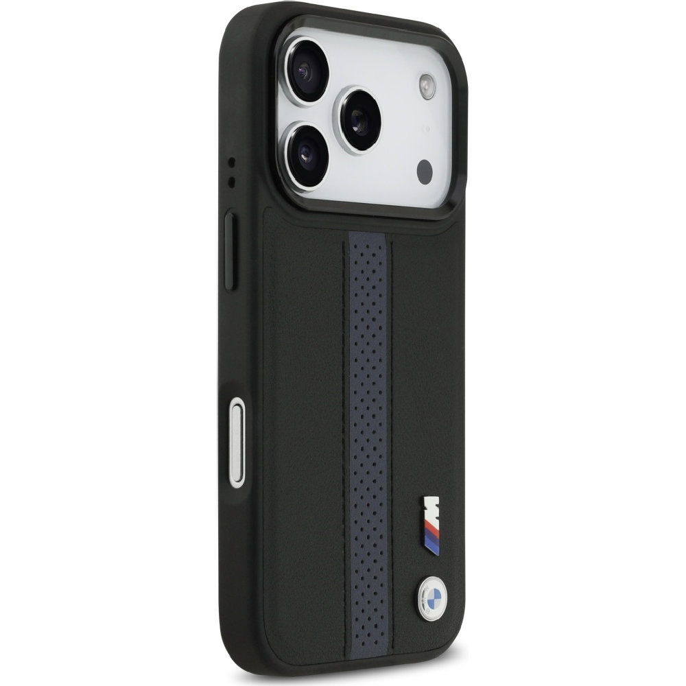BMW Hardcase M Perforated Stripe Logo MagSafe, szybkie ładowanie bezprzewodowe magnes bezpieczeństwo codzienność, czarno-niebieskie