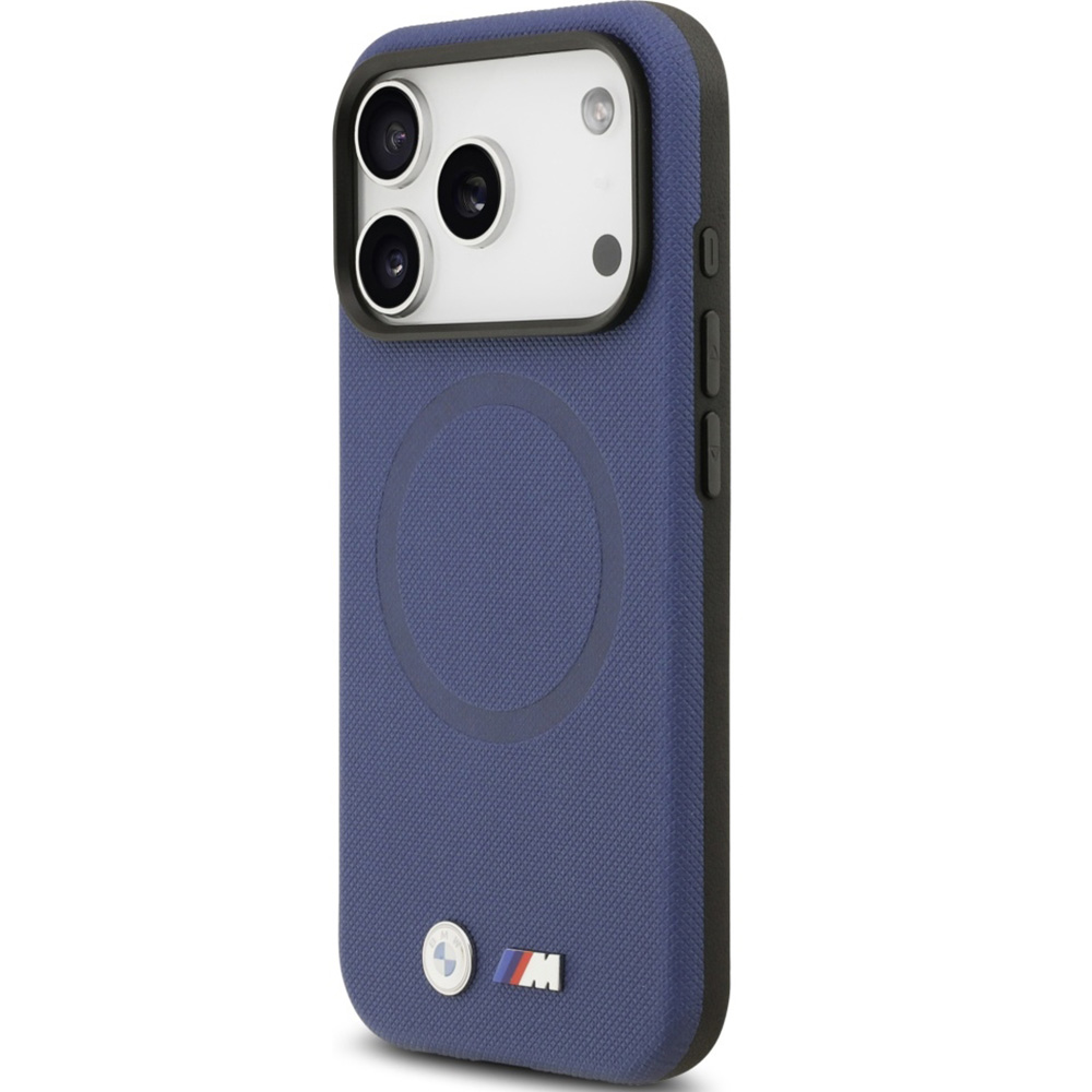 Etui ochronne BMW M FW Metal Logo MagSafe do iPhone 17 Pro, granatowe
