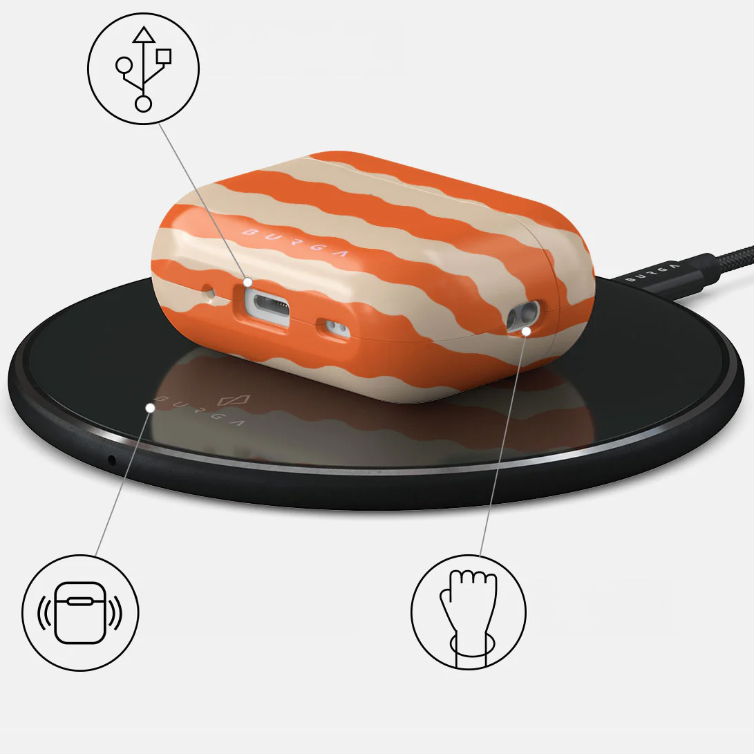 Ekskluzywne etui Burga Papaya do AirPods Pro 2, beżowo pomarańczowe
