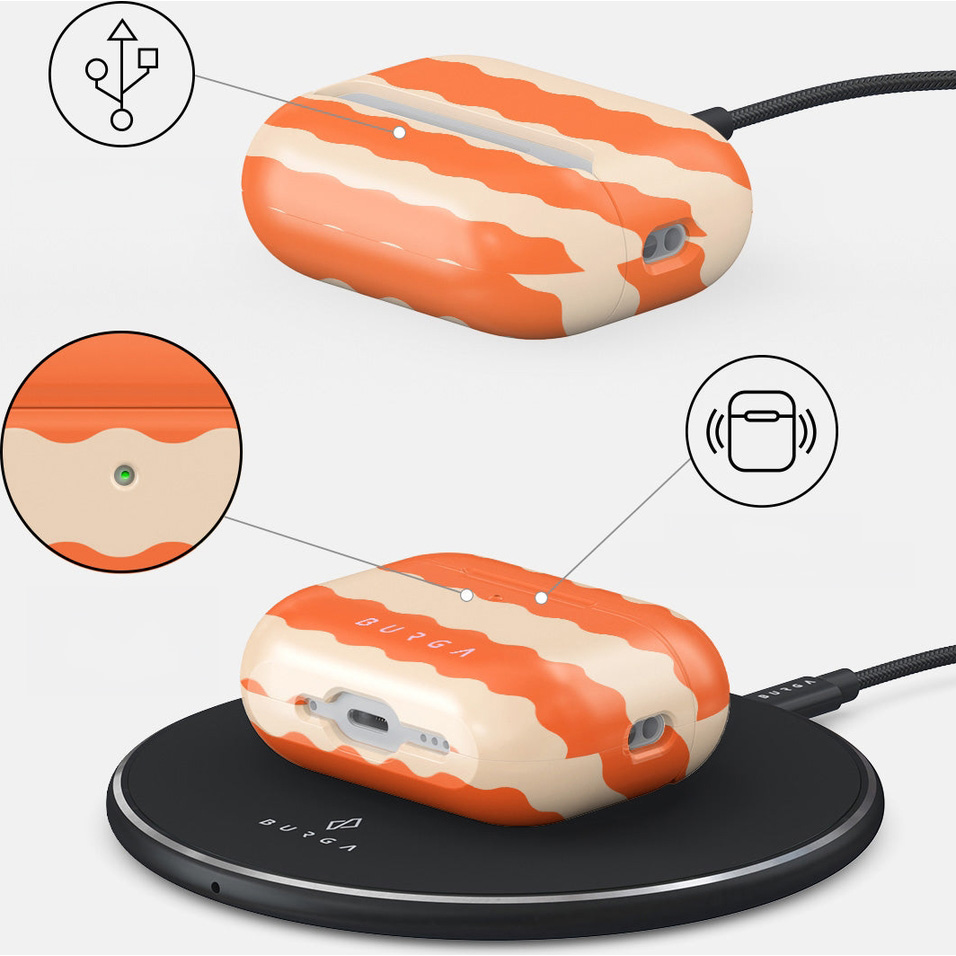 Ekskluzywne etui Burga Papaya do AirPods Pro 3, beżowo pomarańczowe