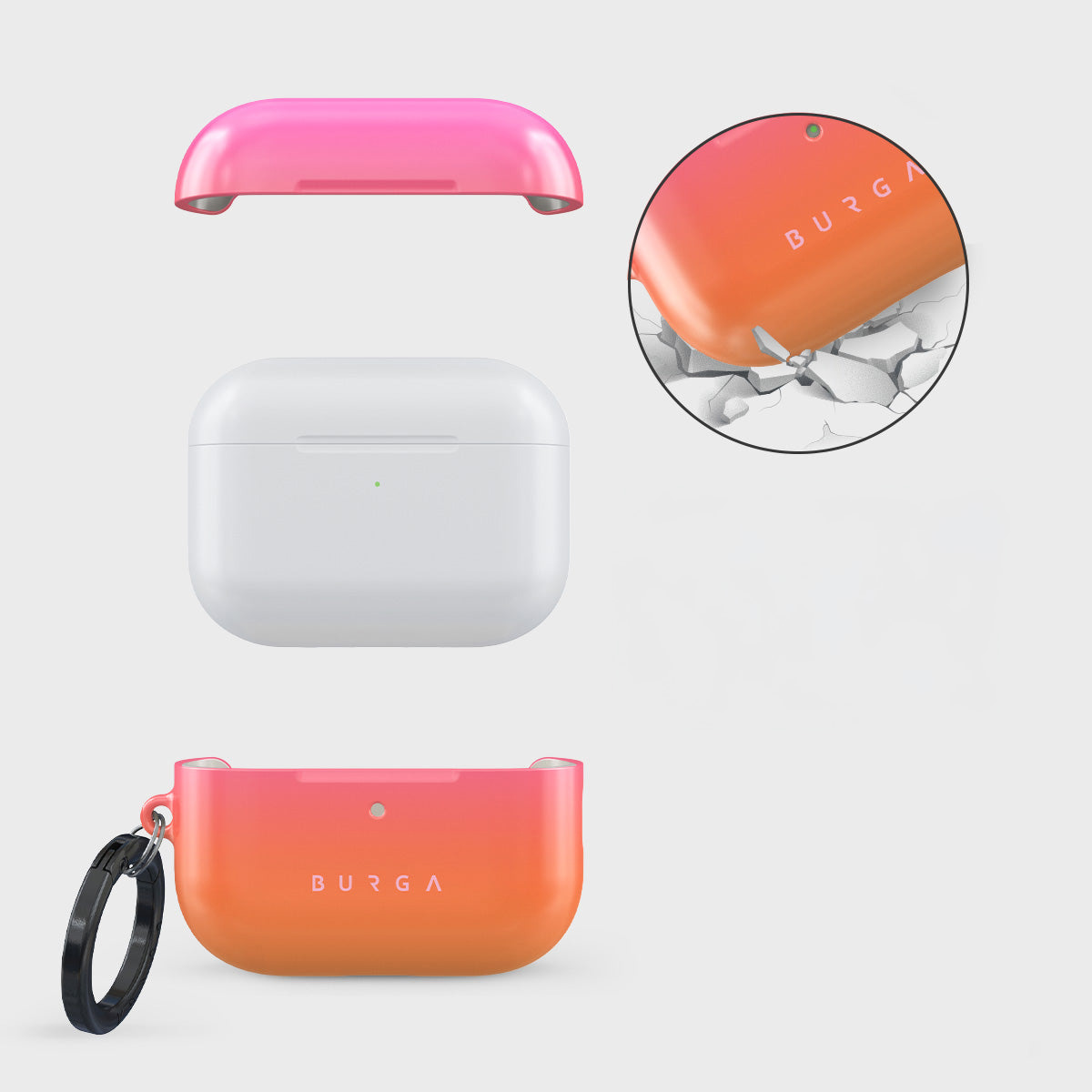 Ekskluzywne etui Burga Sunset Club do AirPods Pro 3, różowo pomarańczowe