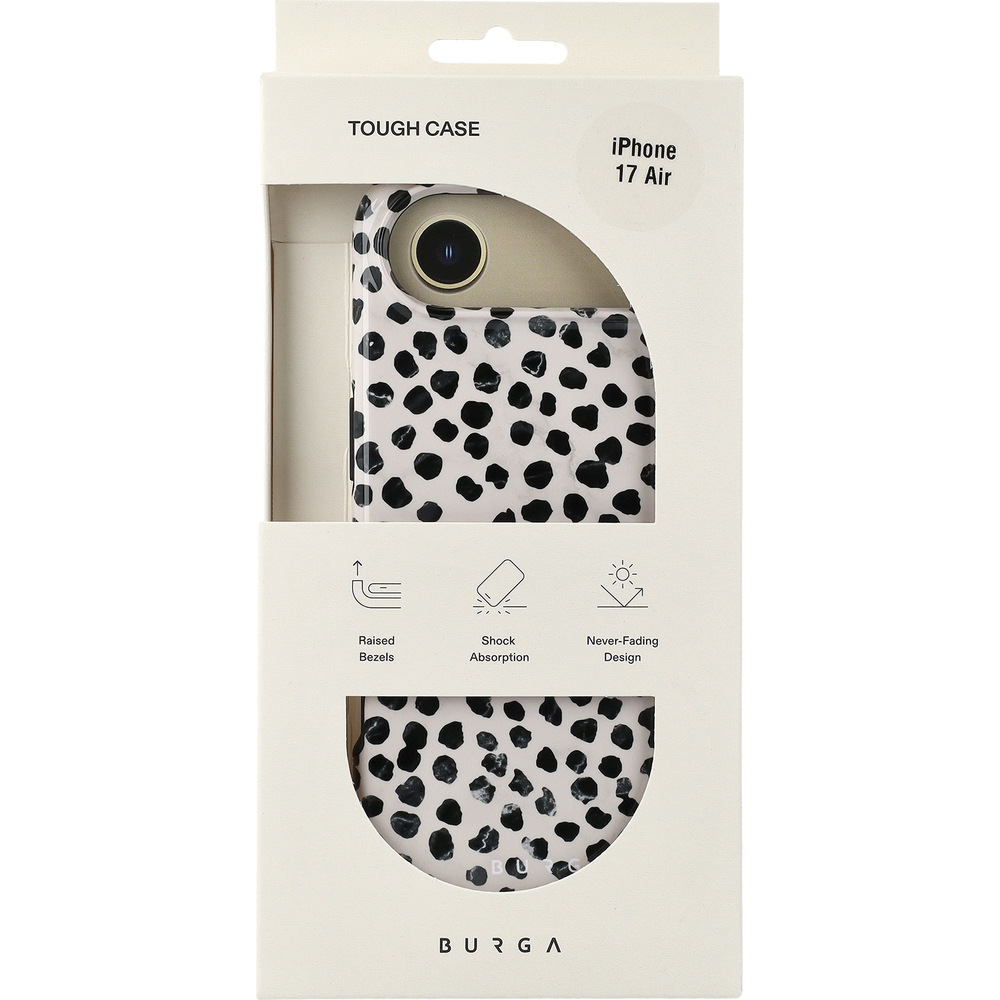 Ekskluzywne etui Burga Almond Latte Tough Magnetic do Apple iPhone Air, beżowe z czarnymi kropkami