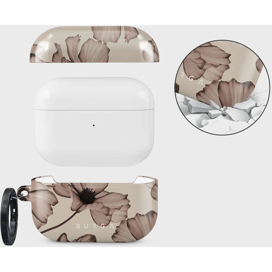 Ekskluzywne etui Burga Barely Yours do AirPods Pro 2, beżowe z kwiecistym wzorem