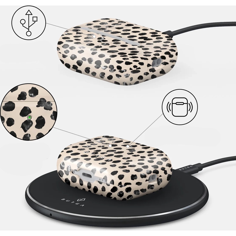 Ekskluzywne etui Burga Almond Latte do AirPods Pro 3, beżowo czarne