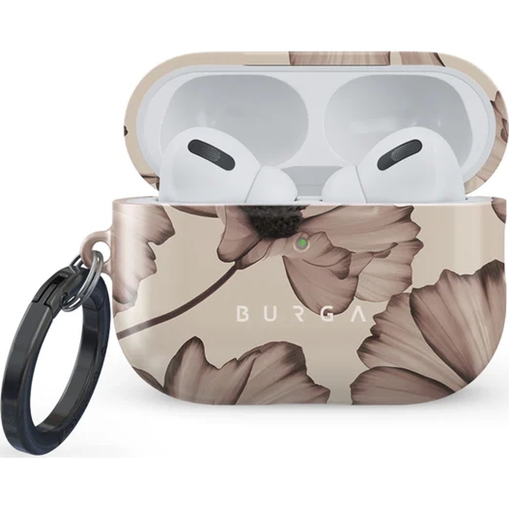 Ekskluzywne etui Burga Barely Yours do AirPods Pro 3, beżowe z kwiecistym wzorem