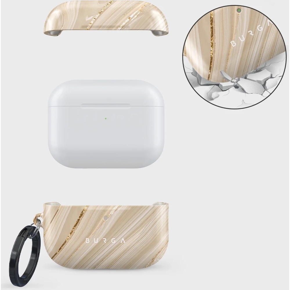 Ekskluzywne etui Burga Full Glam do AirPods Pro 3, beżowo-złote
