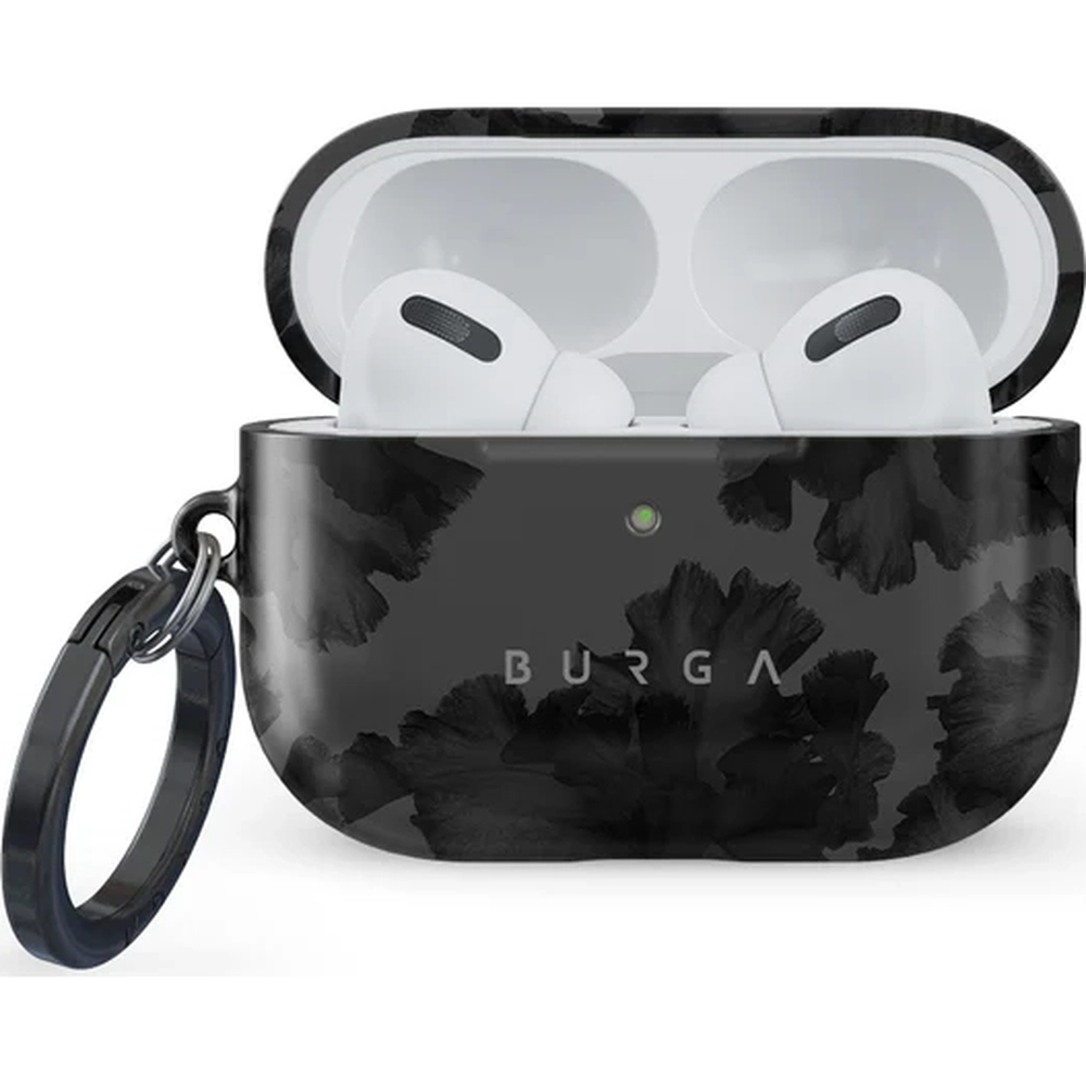 Ekskluzywne etui Burga Nocturnal do AirPods Pro 3, czarne z kwiecistym wzorem