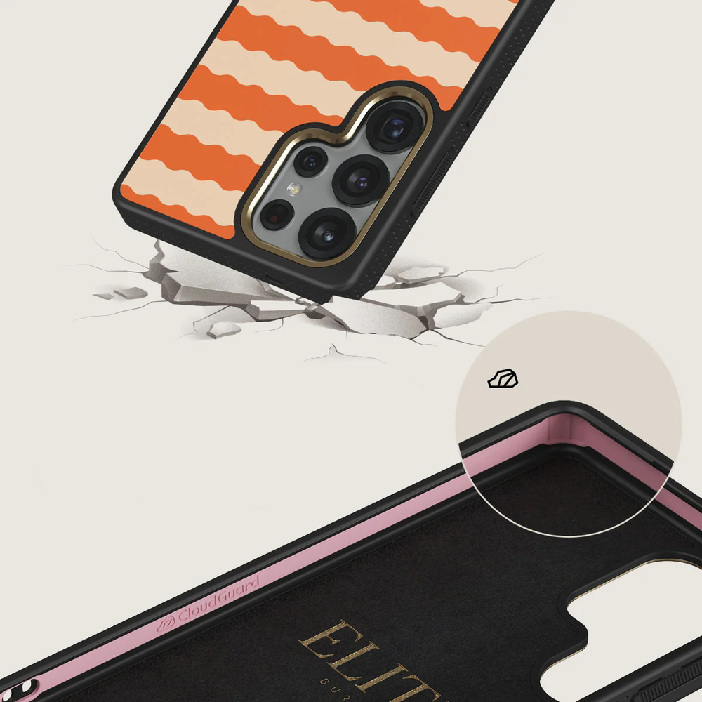 Burga Elite Dark MagSafe, etui z podniesionymi rantami i wygodnym chwytem, dopasowane, Papaya Gold