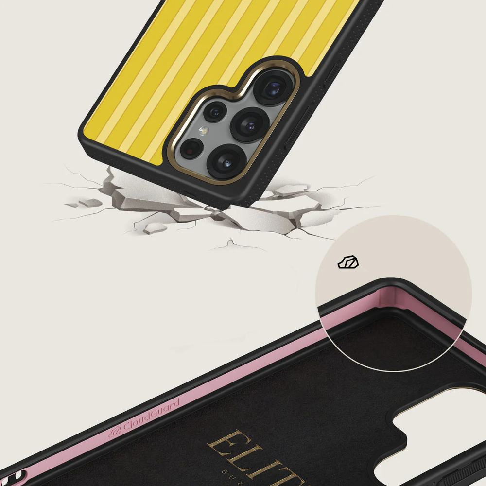 Burga Elite Dark MagSafe, etui z podniesionymi rantami i wygodnym chwytem, dopasowane, Sunbreak Gold