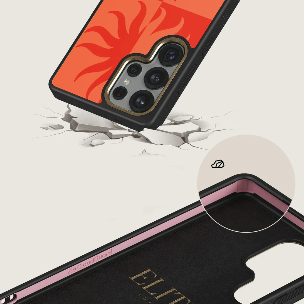 Burga Elite Dark MagSafe, etui z podniesionymi rantami i wygodnym chwytem, dopasowane, Sunkissed Gold