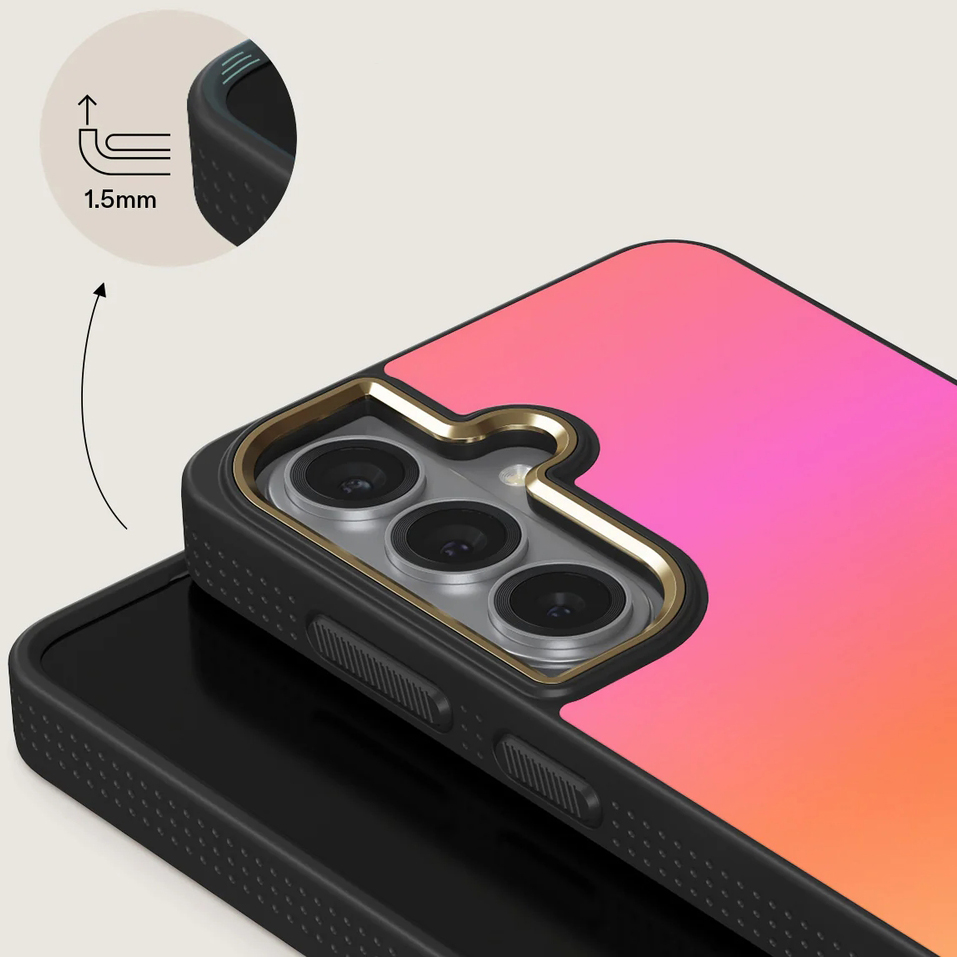 Burga Elite Dark MagSafe, luksusowe etui z metalowymi detalami, praktyczne, Sunset Club Gold