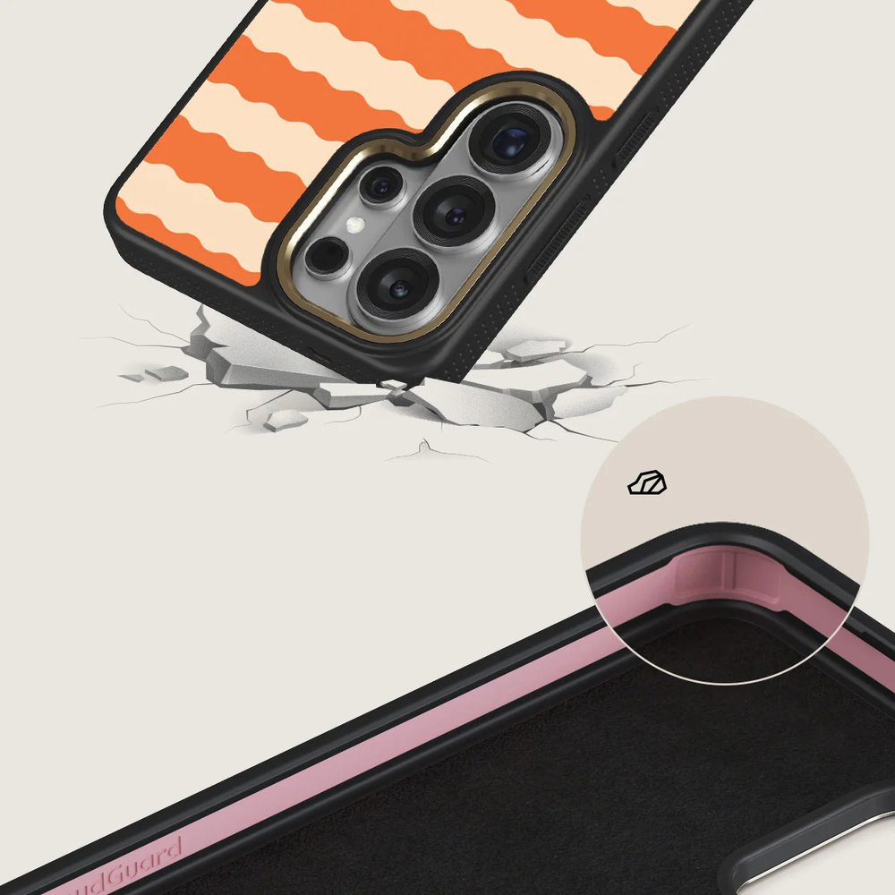 Burga Elite Dark MagSafe, etui z podniesionymi rantami i wygodnym chwytem, dopasowane, Papaya Gold
