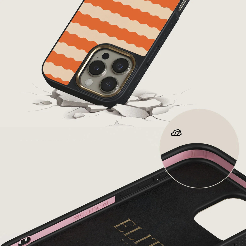 Burga Elite Dark MagSafe, etui z podniesionymi rantami i wygodnym chwytem, dopasowane, Papaya Gold