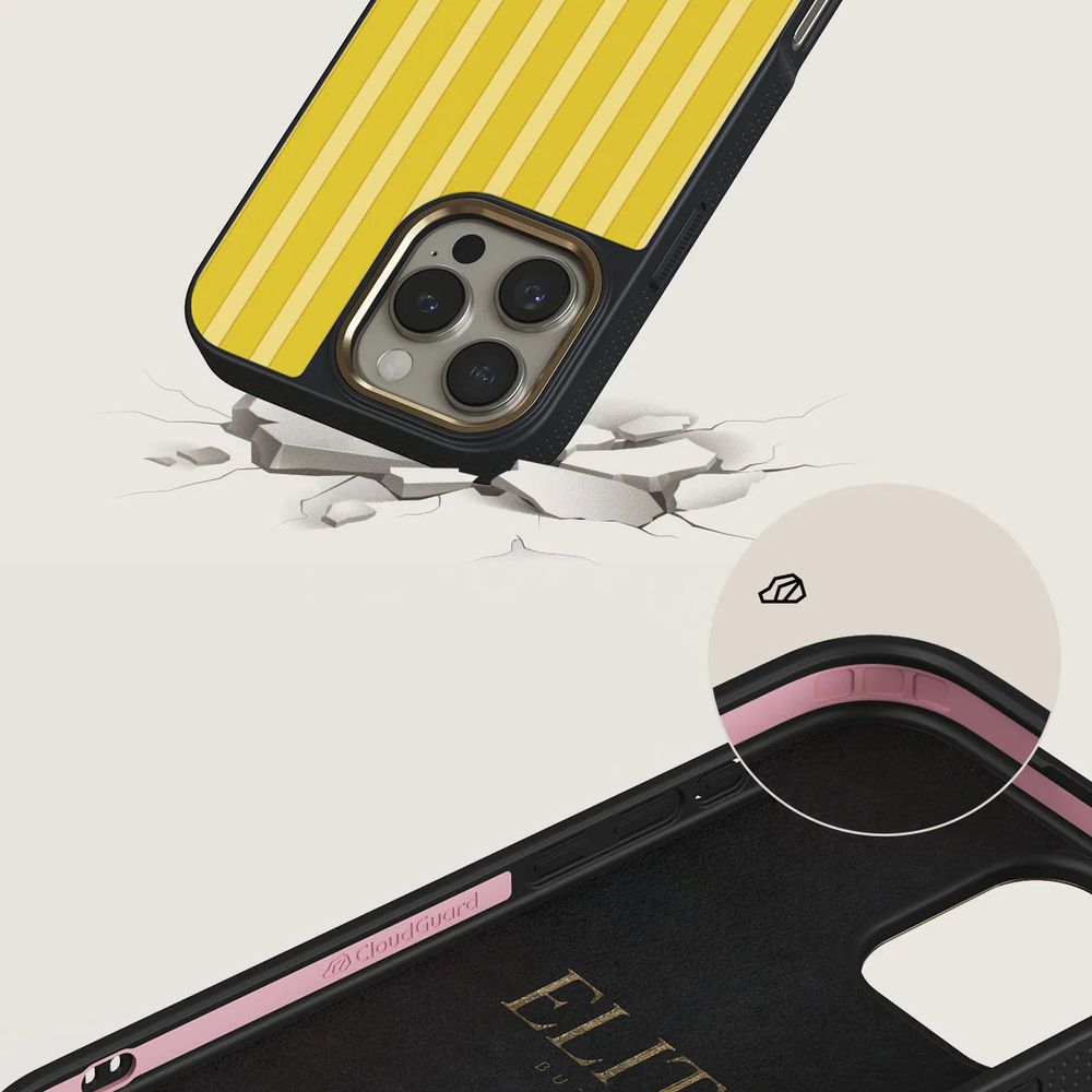 Burga Elite Dark MagSafe, etui z podniesionymi rantami i wygodnym chwytem, dopasowane, Sunbreak Gold