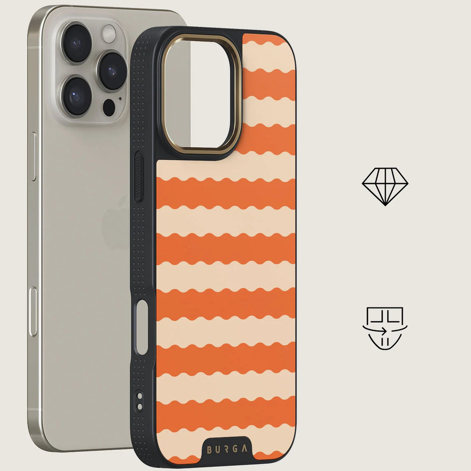 Burga Elite Dark MagSafe, case odporny na zarysowania z trwałym nadrukiem, ochronny, Papaya Gold
