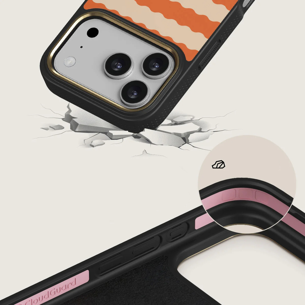 Burga Elite Dark MagSafe, etui z podniesionymi rantami i wygodnym chwytem, dopasowane, Papaya Gold