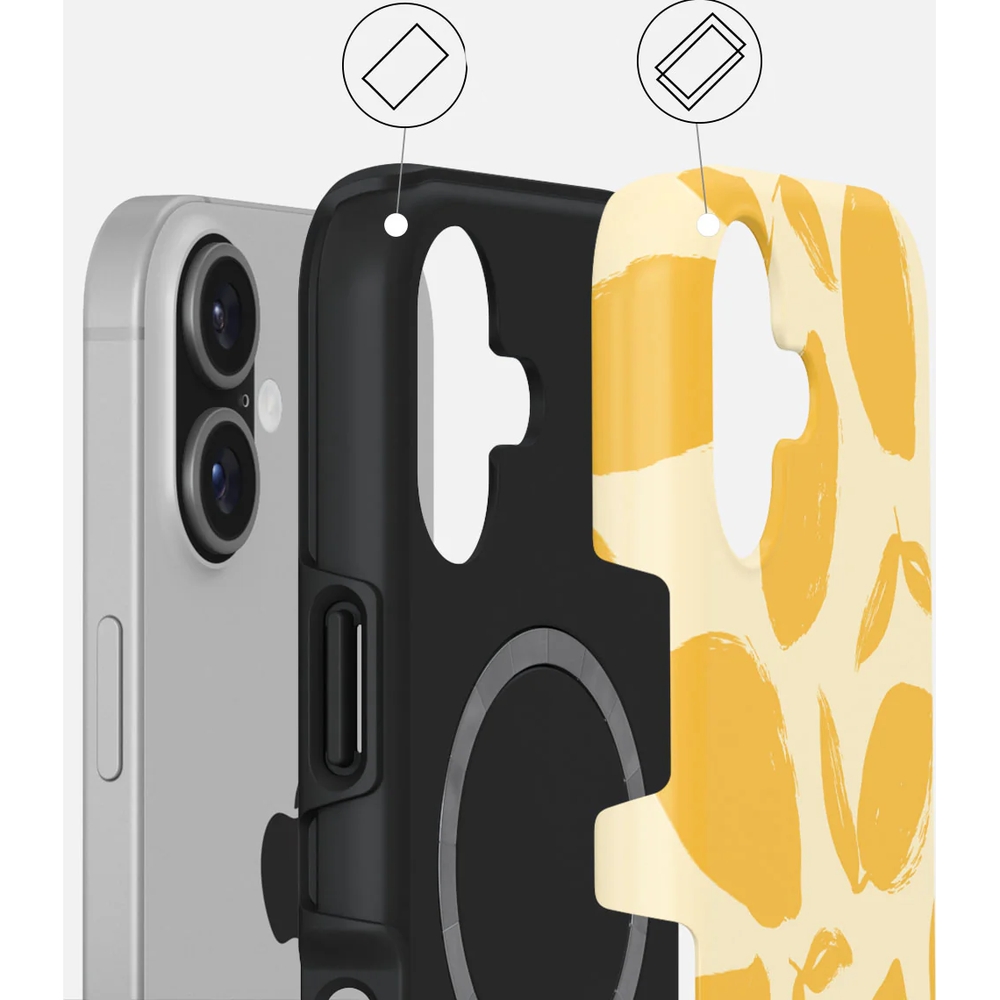 Ekskluzywne etui Burga Lemon Tart Tough Magnetic do iPhone 17, żółte z cytrynowym wzorem