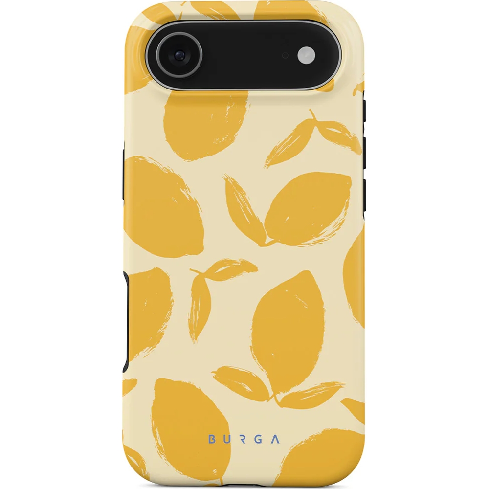 Ekskluzywne etui Burga Lemon Tart Tough Magnetic do iPhone 17 Pro, żółte z cytrynowym wzorem